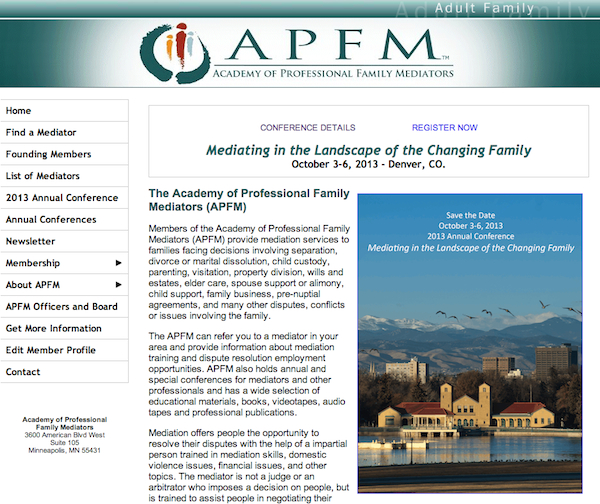 Academy of Professional Family Mediators web site