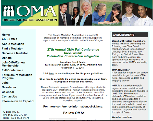 Oregon Mediation Association site